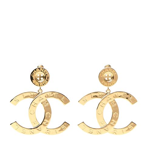 chanel metal large paris button earrings gold|chanel jewelry.